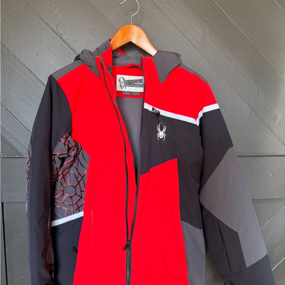 Spyder Boys Red, Black, and Gray Ski Jacket